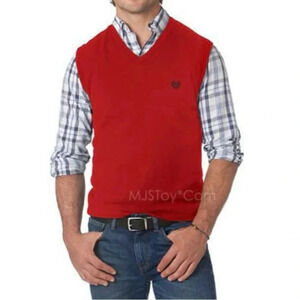 Chaps Ralph Lauren mens classic fit V-Neck Sweater Vest Size 2XB Red Preppy